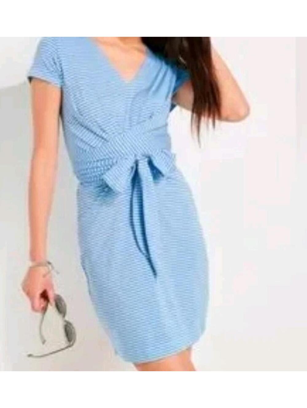 Vineyard Vines Women's Sankaty Cross Cross Striped Dress Light & Royal Size XL